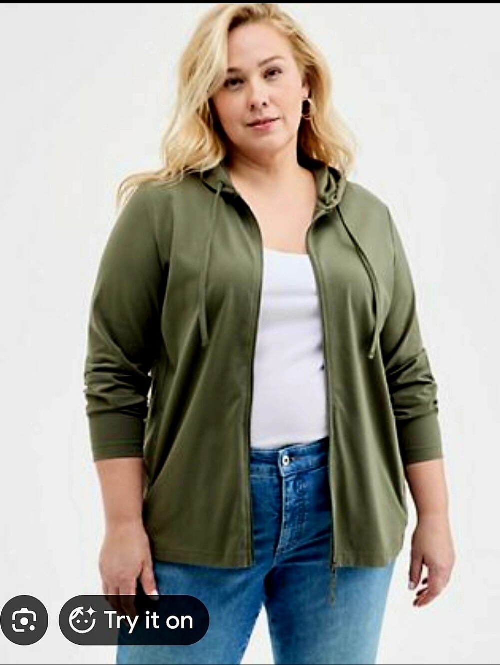 NWT Style & Co® Women's Zip-Front Hooded Sweatshirt Size 4X In Native Green